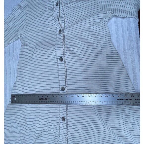 Spirit House Women's Medium Long Sleeve Button Down Shift Dress Striped White - Picture 8 of 9